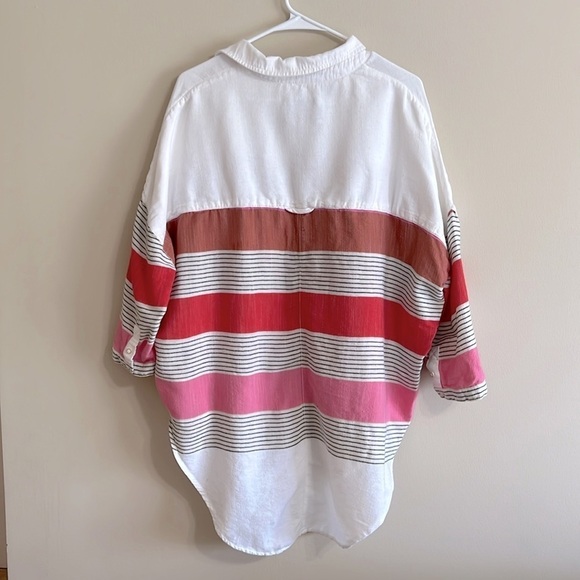Holding Horses Anthropologie Monroe Striped Button Down Oversized Shirt - Picture 2 of 8